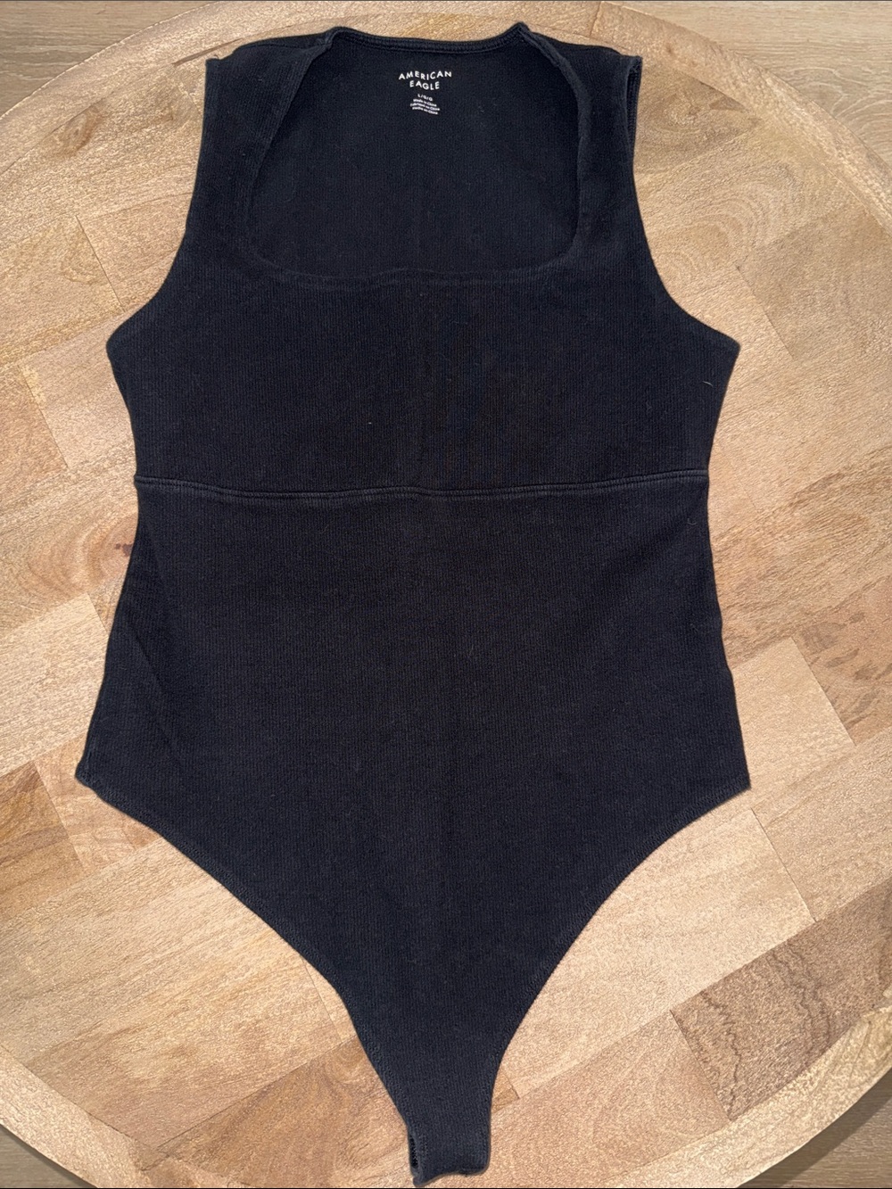 American Eagle Outfitters Black Ribbed Scoop-Neck Bodysuit